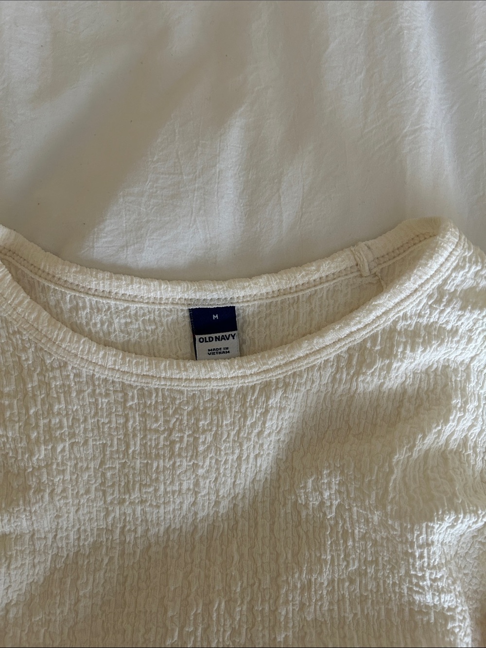 Old Navy Cream Textured Long-Sleeve Top - Picture 2 of 3